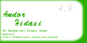 andor hidasi business card